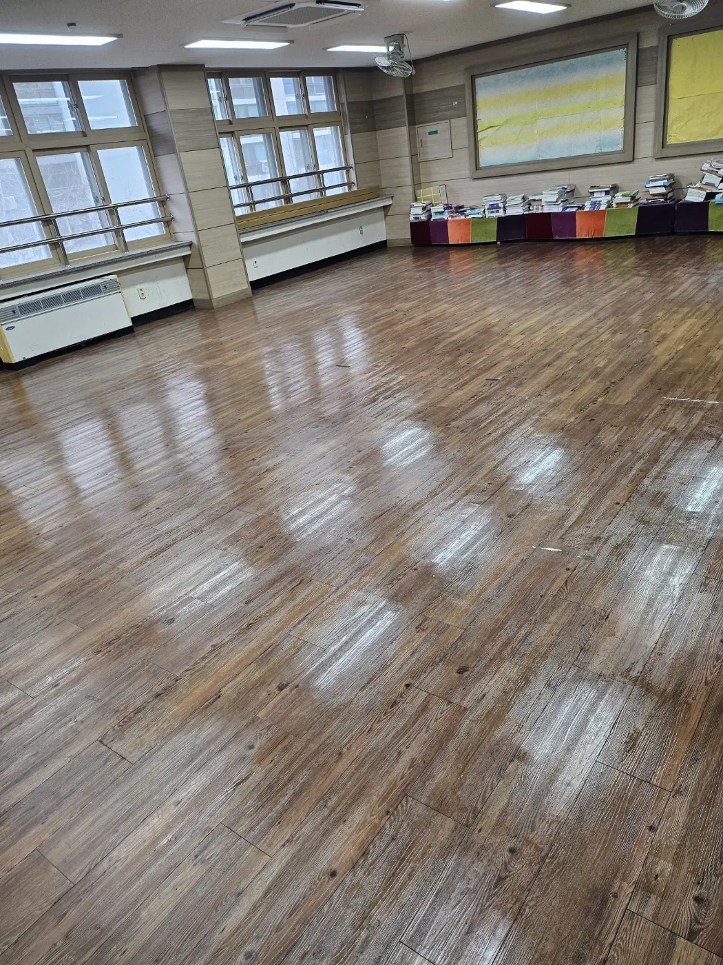 왁스 재코팅 — 사하구 학교청소 현장